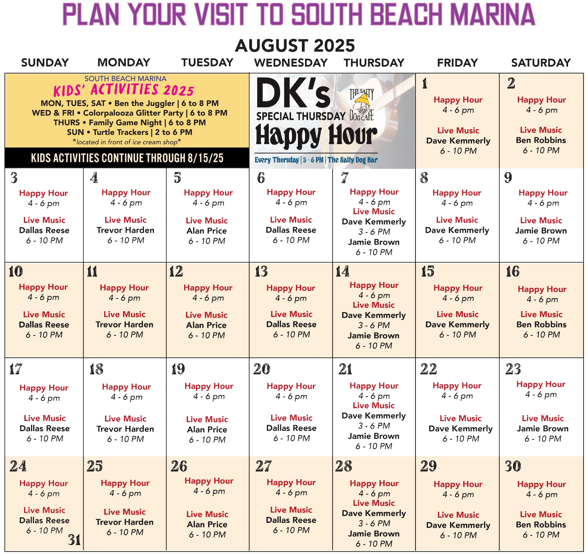 calendar of events